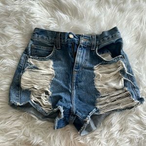 LF Carmar high waisted distressed denim shorts